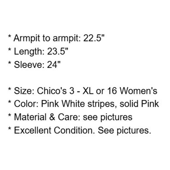 Chicos Jacket 3 Womens XL Linen Blend Reversible Pink White Stripe Snaps Beach - Picture 6 of 16